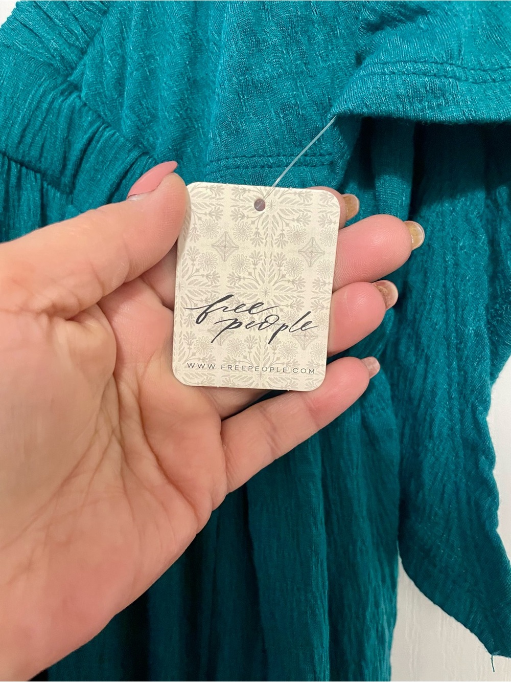 Brand New Free People Teal Ruffled Maxi Dress Size Medium - Picture 7 of 10
